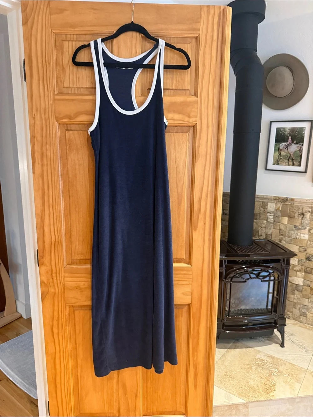 Faherty Navy Tank Dress with White Trim - Picture 1 of 3
